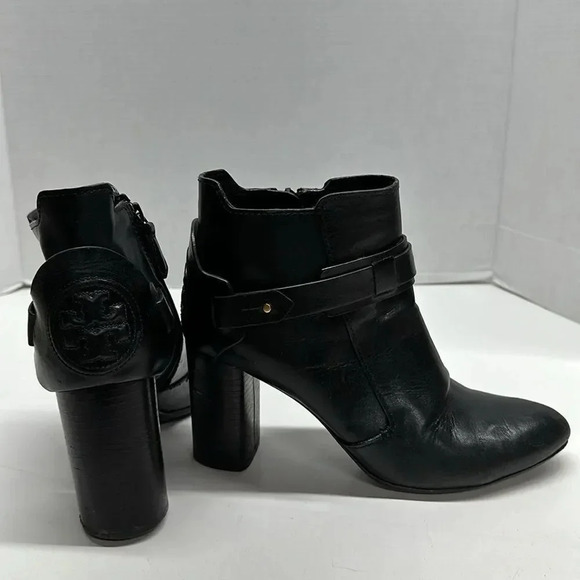Tory Burch Colton Bootie 85 MM Galleo Leather Black Heeled Boots 50902 Size 10 - Picture 1 of 13